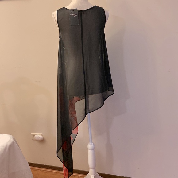 Angelo Tready wear sheer women’s asymmetrical blouse top floral bold front M - Picture 3 of 11